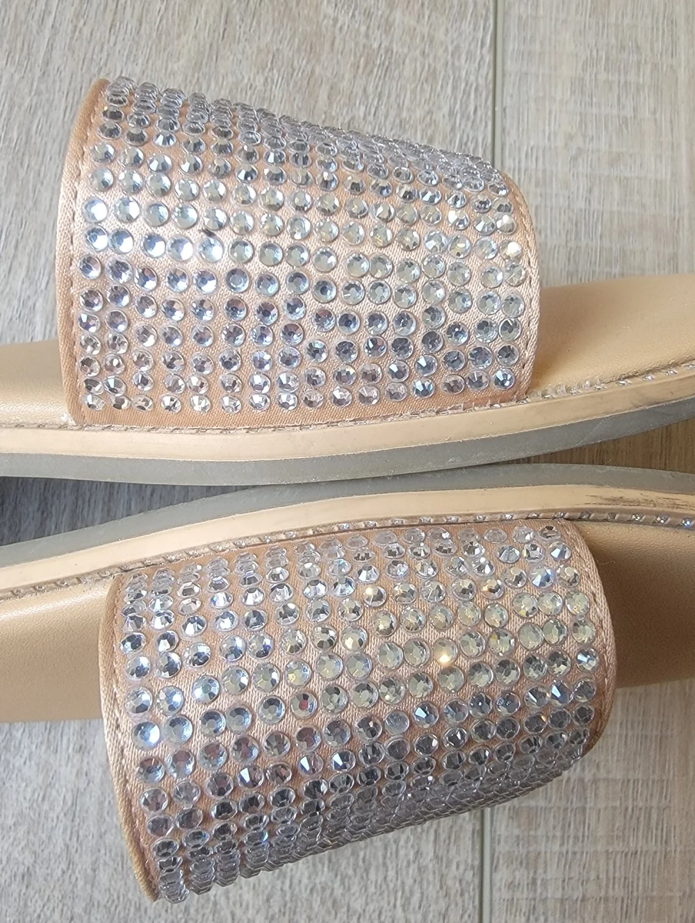 Cat & Jack Girls Rhinestone Slide Sandals Size 2 Sparkle Party